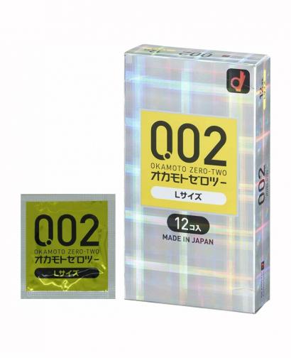 Okamoto 002 Zero Two box Condoms Zero-Two Excellent Size Large 12 Pcs