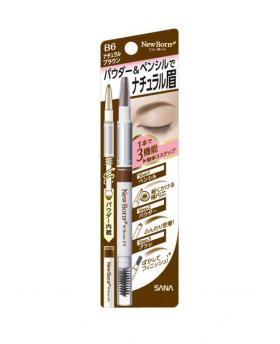 SANA NewBorn EX 3way Eyebrow Liner With Pencil Powder Brush - B6 Natural Brown