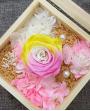 多彩玫瑰永生花木盒礼盒 - 黄粉色