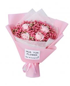 Preserved Fresh Gypsophila + Pink Roses Immortal Soap Flower