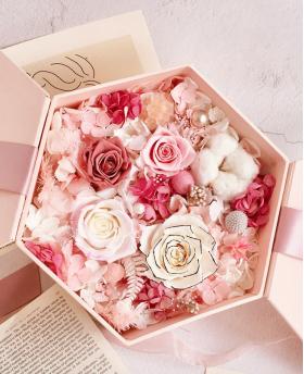 Preserved Fresh Multi-color Pink Roses Immortal Flower Gift Box