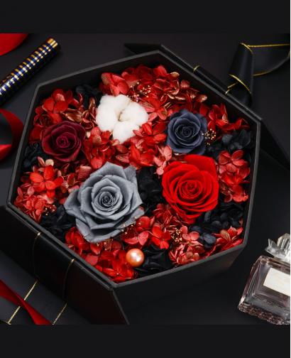 Preserved Fresh Multi-color Red Roses Immortal Flower Gift Box