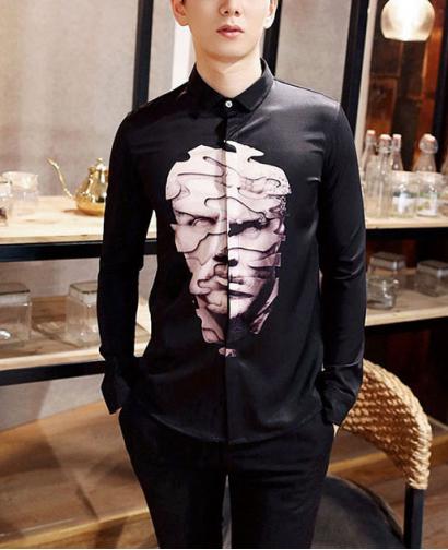 Fashion Japan Style Face Digital Printing Shirt