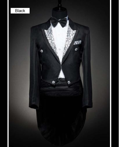 Men’s Sliver Collar Black and White Wedding Dress Tuxedo (Include Pants)