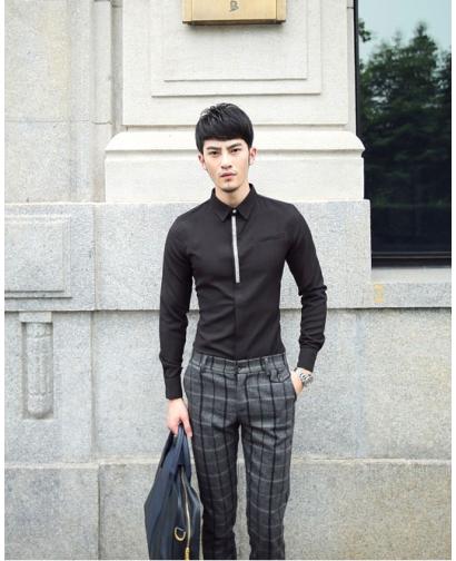Men's Slim Palace Style Long-sleeved Rhinestone Shirt