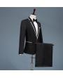 Men's White Straight Edge Collar Black Tuxedo Dress (Include Blazer, Pants and Tie, but shoes are not included)