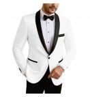 男士黑色弯领白色礼服西装（包括白色裤子、白色领结）