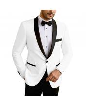 男士黑色弯领白色礼服西装（包括白色裤子、白色领结）