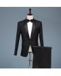 Men's Black Curved Collar Tuxedo Dress (Include Pants and tie)