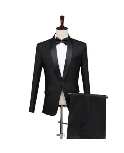 Men's Black Curved Collar Tuxedo Dress (Include Pants and tie)