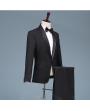 Men's Black Curved Collar Tuxedo Dress (Include Pants and tie)