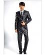 Men's Fashion Black Reflective Surface Wedding Tuxedo Suit (include Pants, tie and belt)