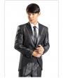 Men's Fashion Black Reflective Surface Wedding Tuxedo Suit (include Pants, tie and belt)