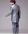 Men's Fashion Silver Grey Reflective Surface Wedding Tuxedo Suit (include Pants, tie and belt)