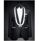 Men's White Curved Collar Black Wedding Blazer Tuxedo (Include Pants)