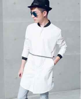 Fashion Men's Japan Style Long Style White Shirt
