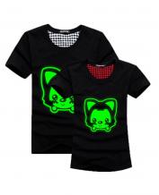 Green Fluorescence Cute Fox Pattern Lovers T-Shirt