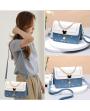 Women's Small Crossbody Bag – Color Block Flap Shoulder Purse with Pearl Chain & Adjustable Strap, PU Leather