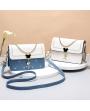 Women's Small Crossbody Bag – Color Block Flap Shoulder Purse with Pearl Chain & Adjustable Strap, PU Leather