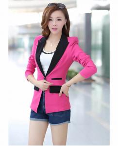 CLASSIC WOMEN'S COLOR STITCHING LONG SLEEVE SLIM BLAZER