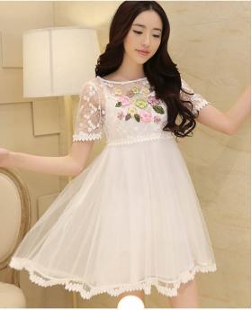 Flowers Embroidered Lace Dress 2 Pieces