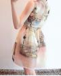 Fashion Irregular 3D Printing Random Crop Organza Dress