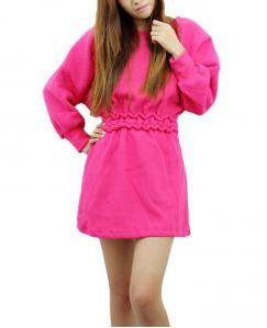 Women's Rose Red Sleeping Wear Look Long Sleeve Dress