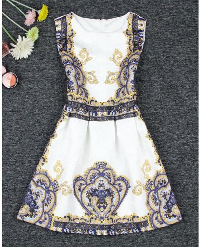 Jacquard Digital Printing Sleeveless Dress NO.8