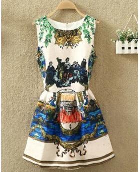 Jacquard Digital Printing Sleeveless Dress NO.3
