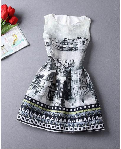 Jacquard Digital Printing Sleeveless Dress NO.2