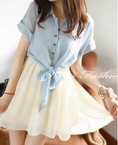 Women Clothes Fake Two-piece Chiffon Dress