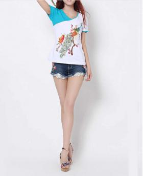 Women's Lace Embroidered Denim All-match Shorts