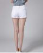 Fashion Beading Holes White Denim Shorts