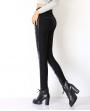 Women's Velvet Plus PU Leather Rhinestone Elastic Casual Legging Pants