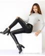 Women's Velvet Plus PU Leather Rhinestone Elastic Casual Legging Pants