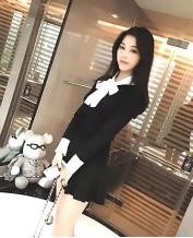 Fashion Big Bow College Style Long Sleeve Clothing Sets(Include High Waist Slim Skirt)