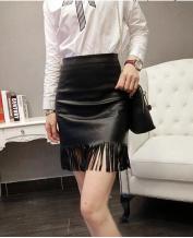Women's Fashion Pencil Tassel Leather Skirt
