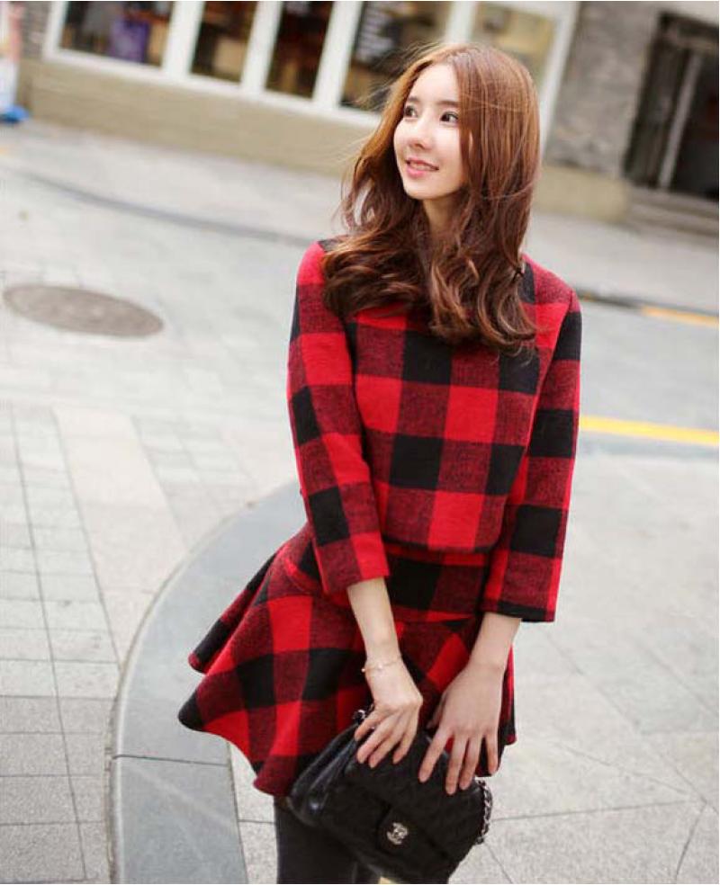 korean winter outfits skirt