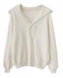 Autumn and Winter Fashion Fresh Style and Sweet Lapel Loose Sweater - Beige