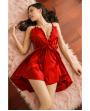 Sexy Hot Ice Silk Sexy Lingerie Over Size Strap Nightdress + T-Back