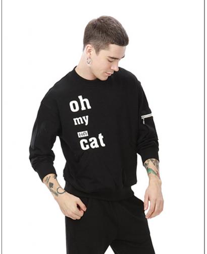 Ohcat潮猫 字母袖口袋宽版卫衣