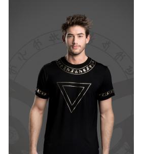 WiGi Moda 设计师品牌亚特兰蒂斯 J系列黑色T恤金色印花 - 限量