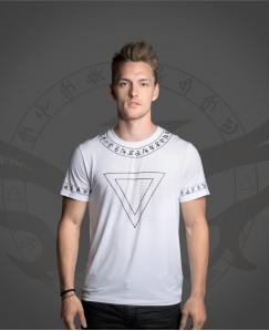 WiGi Atlantean Luxury White T-Shirt With Black Pattern